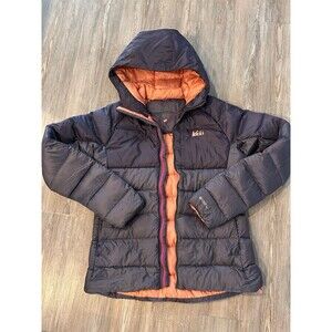 REI Primaloft Co-op Down Puffer Jacket Size Med Full Zip Hooded Pertex Quantum